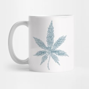 Weed Leaf Silhouette Shape Text Word Cloud Mug